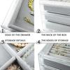Velvet Jewelry Organizer With 3 Drawers Stackable Display Storage Earrings Necklace Bracelets Box