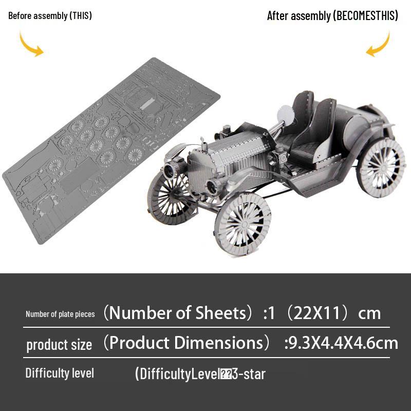 

Металлический 3D DIY Пазл Модель Антикварного Автомобиля - Сборка без клея