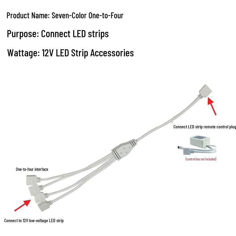 Solderless Connector Cable for LED 3528/5050 Strip Light - Seven-Color Snap, Low Voltage