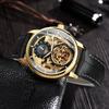 WINNER Vintage Tourbillon Skeleton Mechanical Watch for Men Luminous Hands Luxury Brand Gold Automatic Watches Leather Strap New