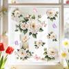 Elegant White Peony Static Cling Window Sticker Self-Adhesive Waterproof Removable Living Room Bedroom Glass Home Decor Art