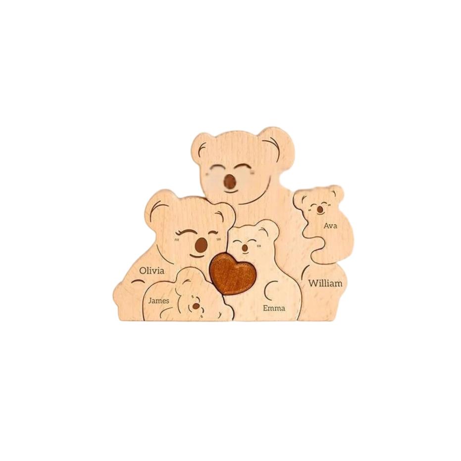 Wooden Family Puzzle Set, Home Decor, Carved Ornament, Party Decoration