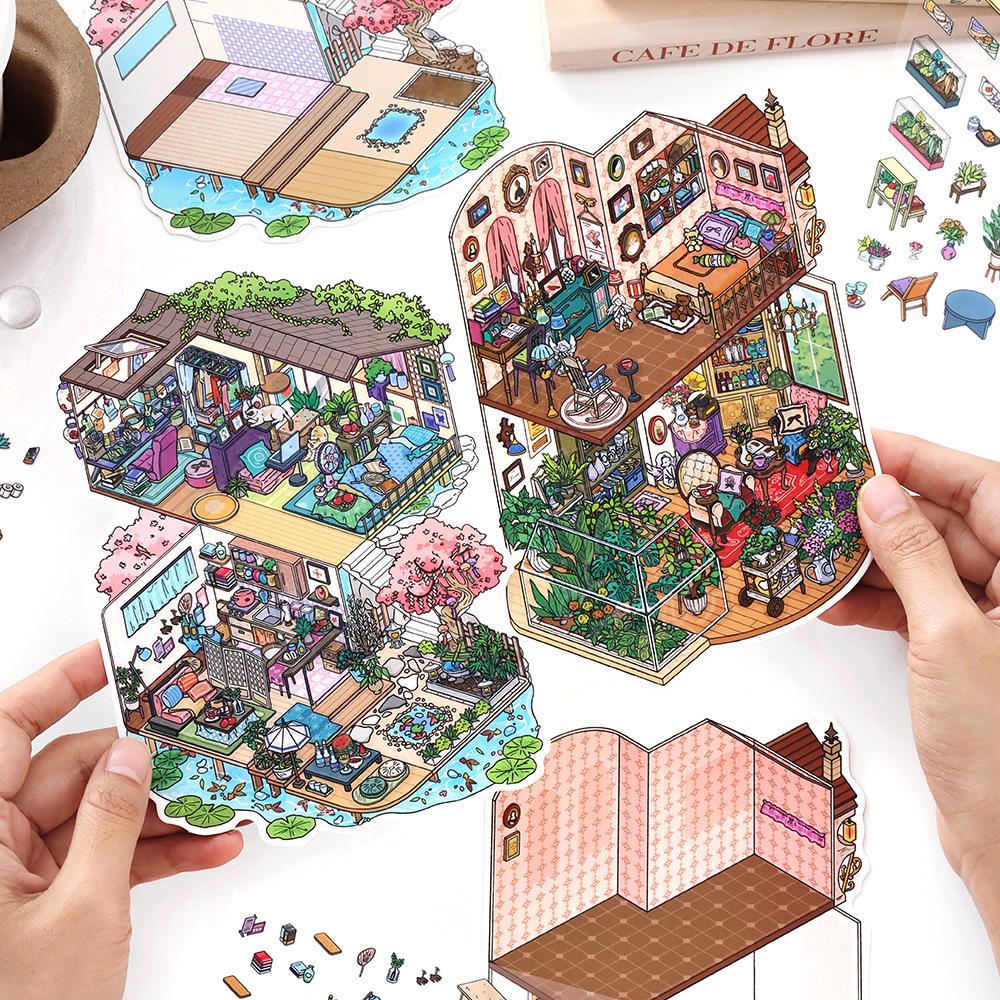 Infeel.Me My Little House: 2.5D Scenery Miniature Stickers for DIY Journal & Collage