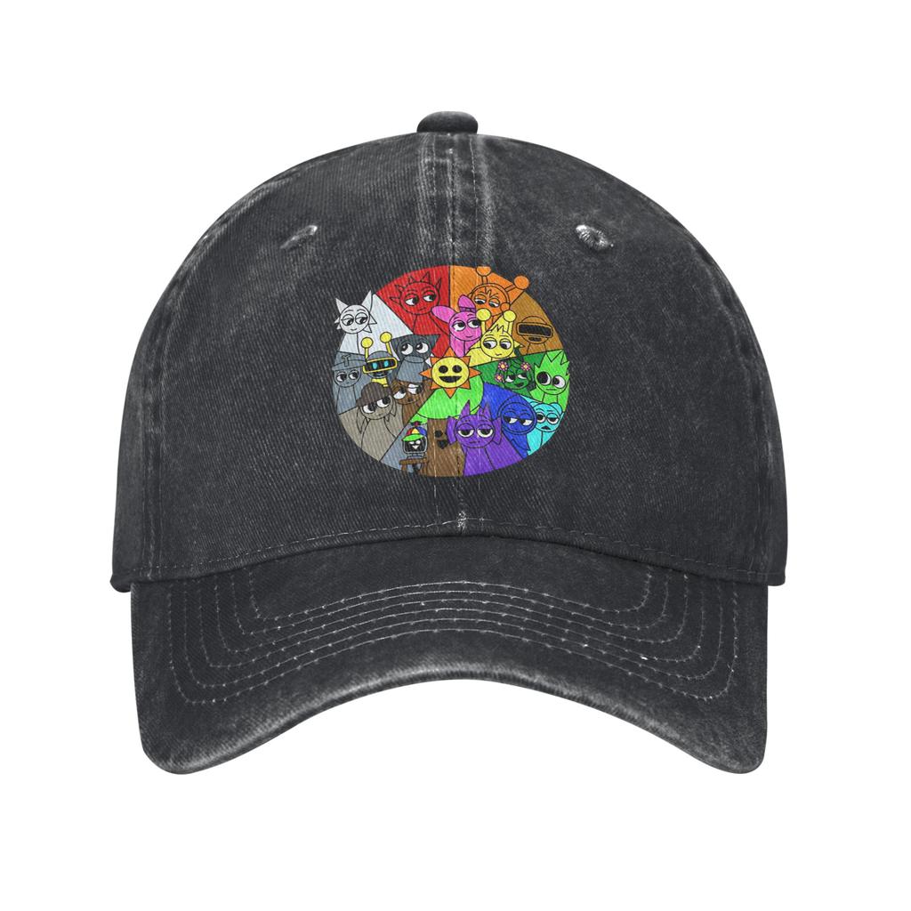 Sprunkis Cartoon Unisex Style Baseball Caps  Distressed Cotton Hats Cap Vintage Outdoor Activities Gift Snapback Cap