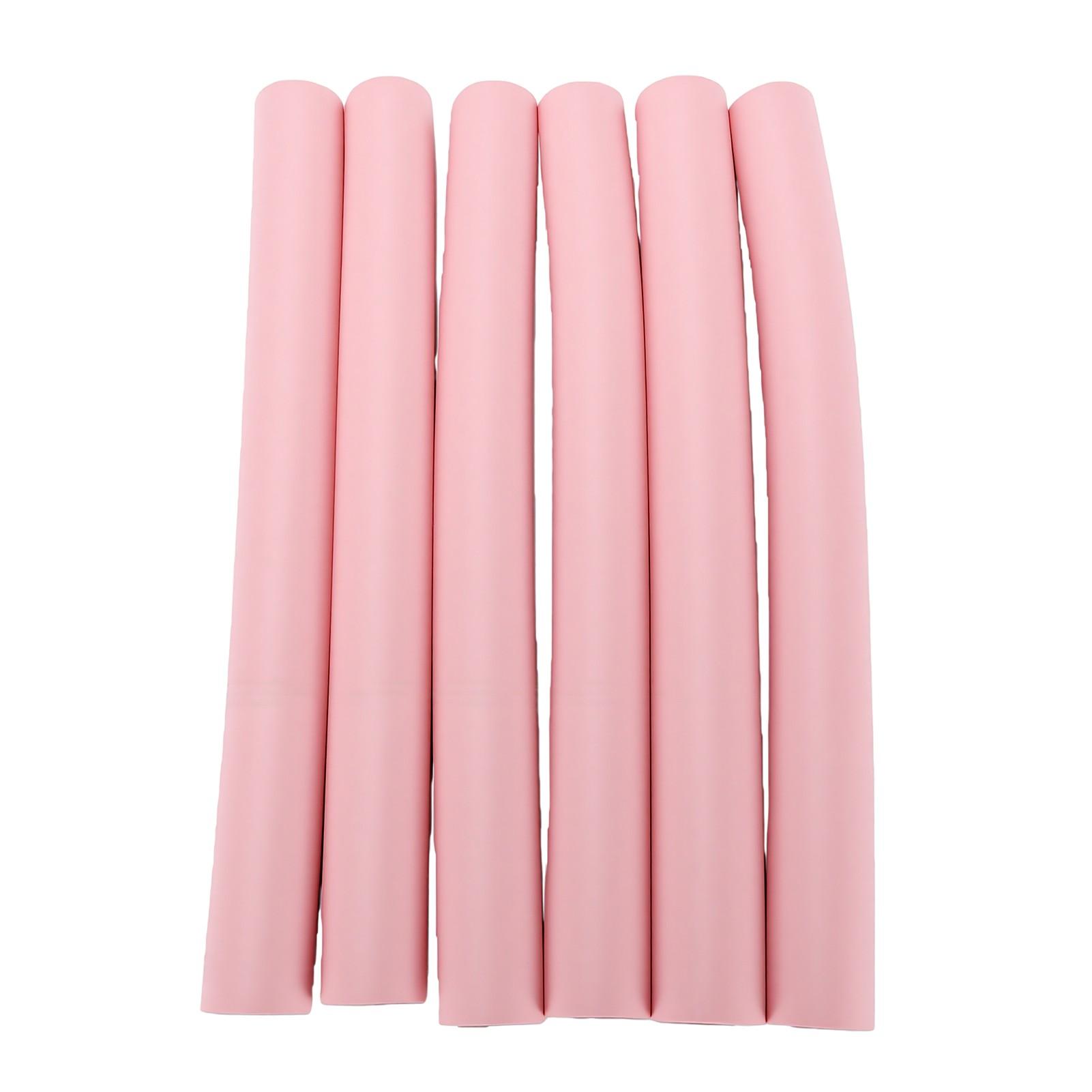 6 Pièces Rouleaux à Cheveux en Mousse Sans Chaleur Doux Boucles Longue Durée Bigoudis Sans Chaleur pour Cheveux Longs Rose