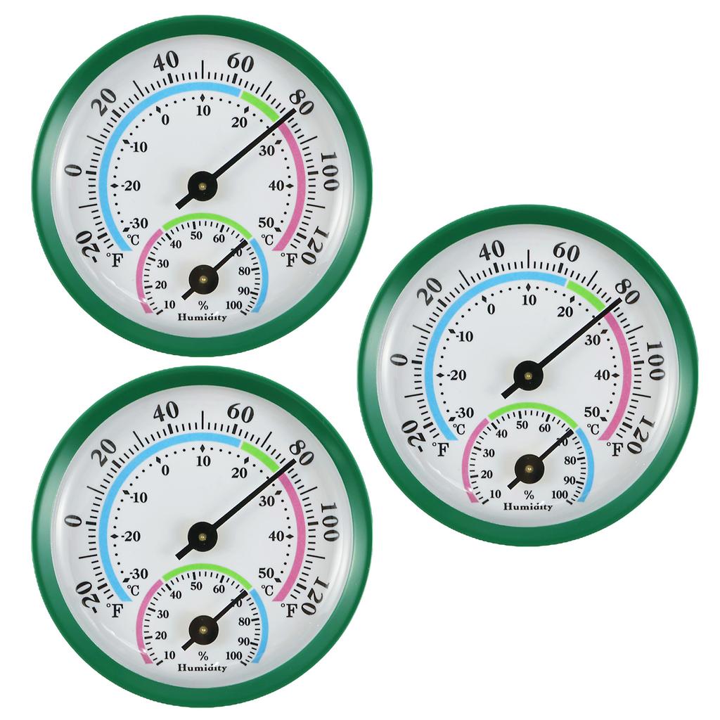 3Pcs Indoor 2 In 1 Analog Thermometer Hygrometer Aluminum Temperature Humidity Monitor Gauge Lightweight for Office Kitchen