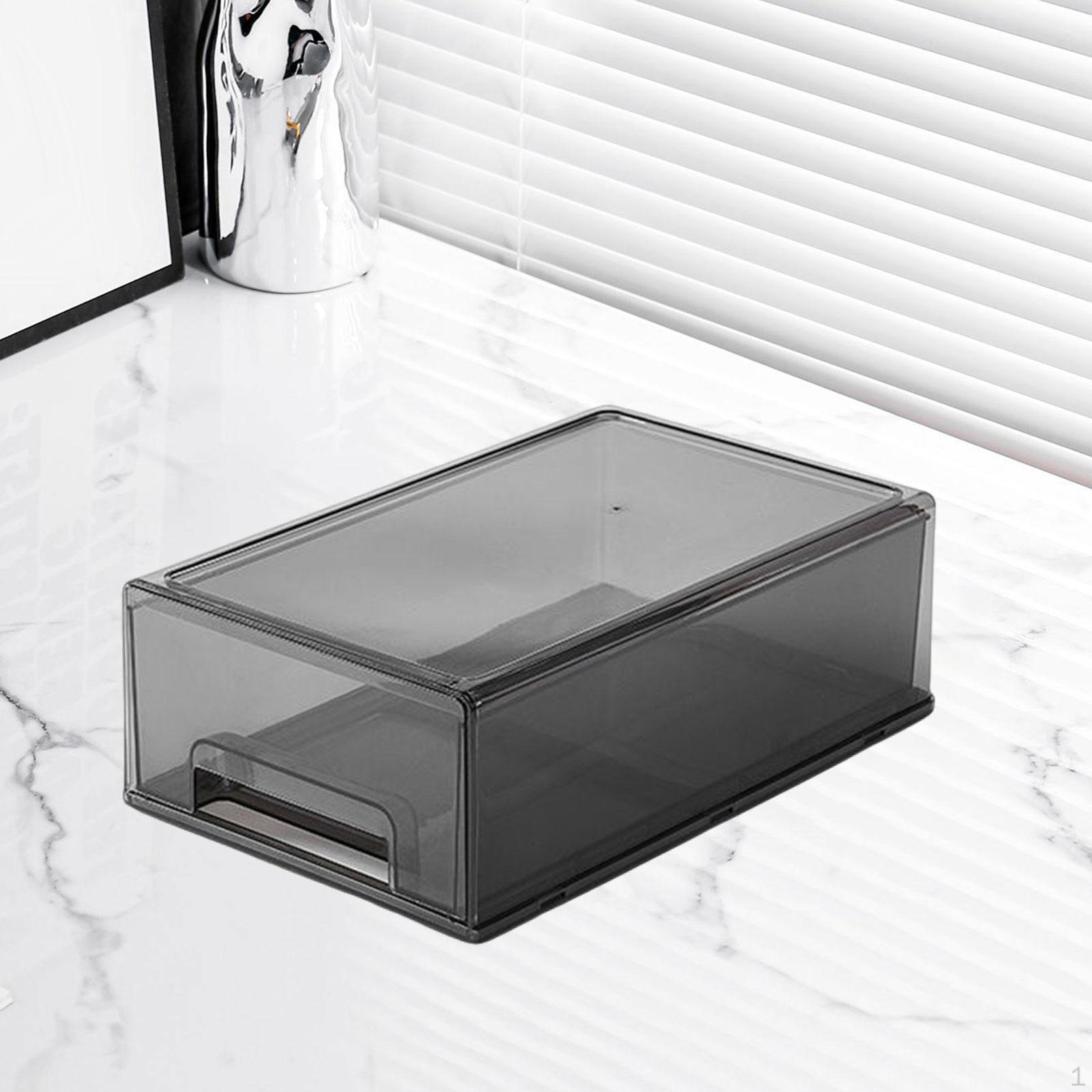 

Acrylic Container for Desk Storage with Drawer Medium Clear Grey