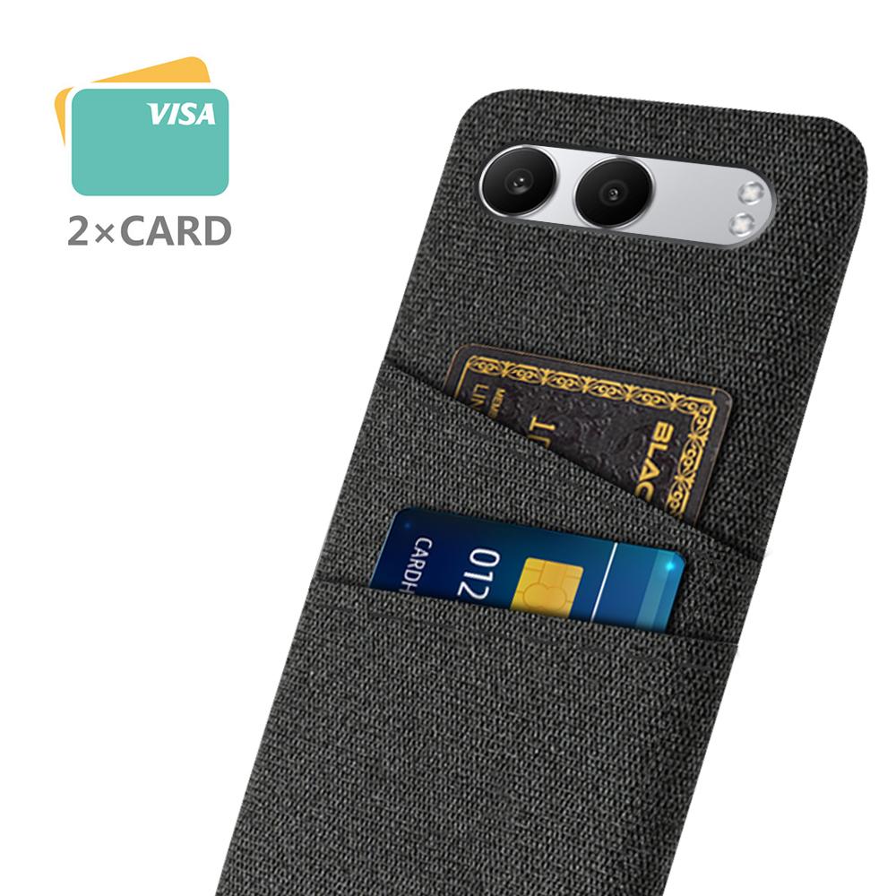 

For OnePlus Nord 4 Case Cloth+Hard PC Phone Cover with Dual Card Slots Black