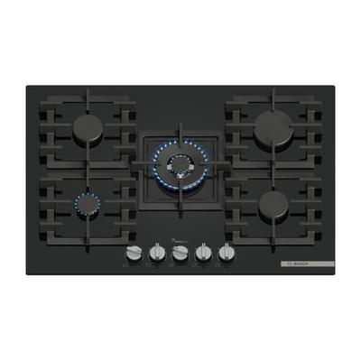 Gas Hob - BOSCH - PPQ7A6I40 - 75 Cm - 5 Burners - Black Tempered Glass