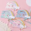 Funkelnde Regenbogen-Geburtstagstorten- und Cupcake-Topper mit Laser-Quasten und Wolken