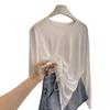 QFD-Irregular Drawstring Micro-Transparent Long Sleeve T-Shirt - Comfortable, Loose, Sun Protection Summer Cardigan