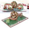 3D Christmas Greeting Card Christmas Wreath Shape Hand Carved Paper Blessing Message Card with Envel