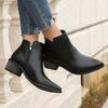 Damen Stiefel mit dickem Absatz Synthetikleder Stiefeletten Mode Spitzschuh Büro Kurze Stiefel Herbst Winter Große Größe 43 Damen Pumps