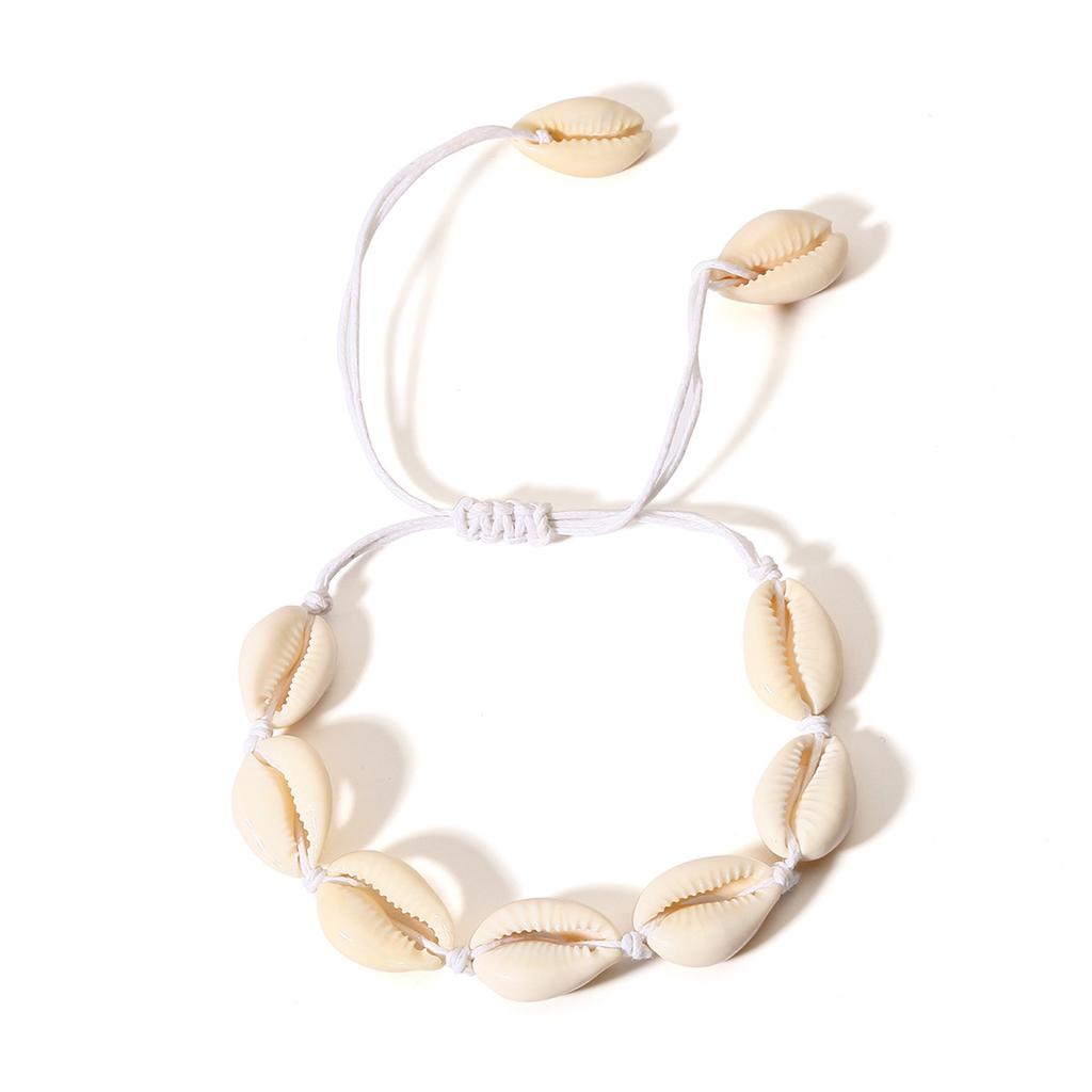 Accessories, versatile beach woven geometric jewelry, simple adjustable shell pendant bracelet for women