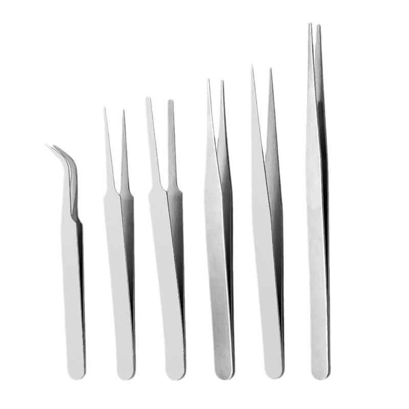 DIY Nail Art Tweezers: Straight & Curved Heads, Small Size, for Craft Accessories, Diamond Stickers, Beads, and Clips.