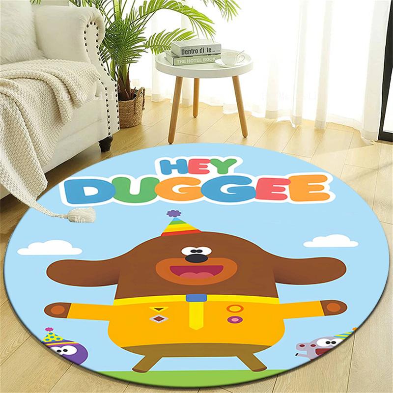 1pc Hey Duggee2 Design Printed Area Round Carpet for Bedroom Living Room Home Decor Rugs Mat Non Slip Mat Rug for Bedside