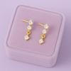 Triple Stone Minimal Drop Earrings - 925 Sterling Silver Gold Plated