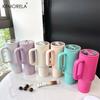  Thermos Cup 40oz Double-Layer Tumbler Ice Cup 1200ML Leak-Proof Foldable Straw Cover Direct Drinking Mouth Car Cup