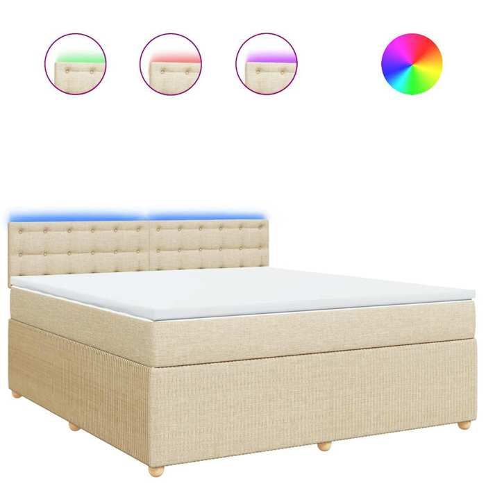 Maison Exclusive - Slatted Bed Base with Cream Mattress 180x200 Cm Fabric