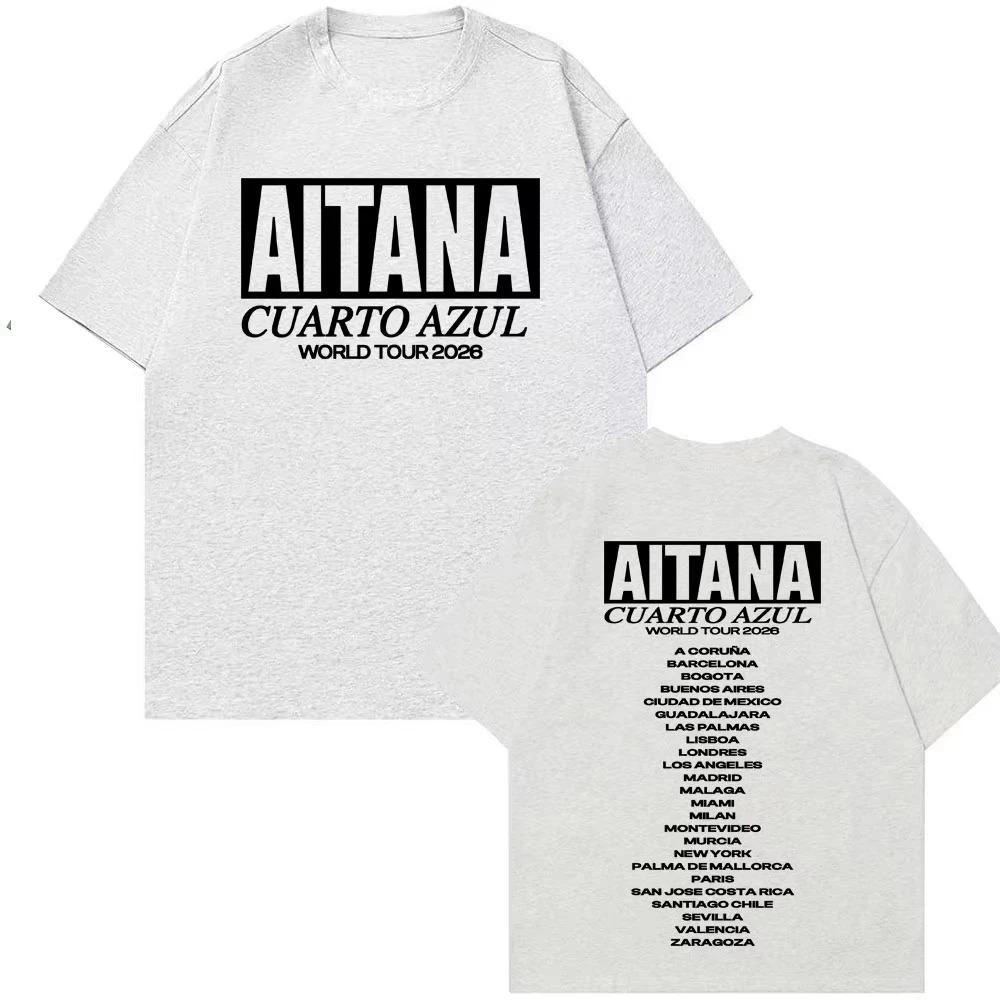 Aitana Cuarto Azul 2026 World Tour Printed TShirt Unisex Harajuku Gothic Streetwear Fashion Casual Comfortable Daily Cotton