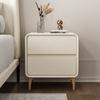 Noptieră Modernă Minimalistă, Masă de Noptieră Stil Crem, Dulap de Depozitare Premium din Piele Ecologică și Lemn Masiv cu Sertar pentru Dormitor