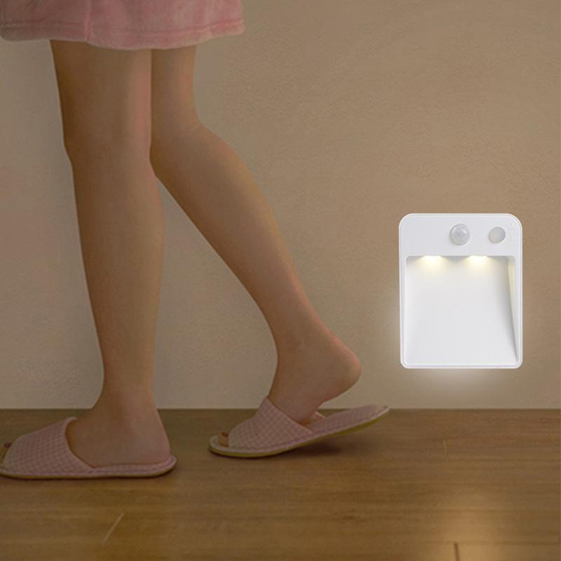 Led Night Light With Wireless Detector 3 Aaa Battery Powered Wall Lamp Pir Motion Sensor Auto On Off Cabinet Stairs Lighting