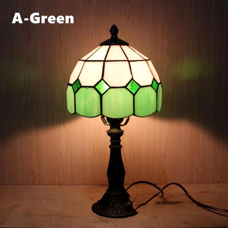 Håndlaget glassmaleriet bordlampe E27 retro lampeskjerm i middelhavsstil Bordlys Soverom Nattbord Dekorbelysning