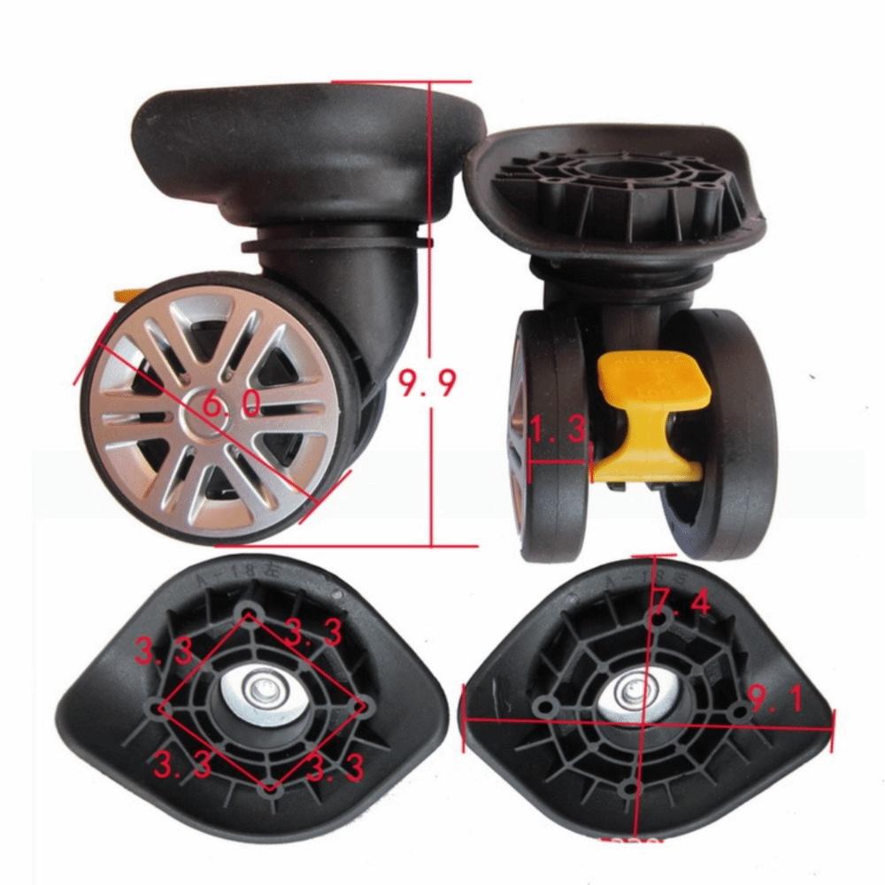 1 Pair Durable Mute Brake Luggage Wheels Replacement Swivel Black Universal Wheel Suitcase Wheels Luggage Repair