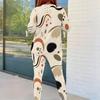 Women Plus Size Round Neck Long Sleeve Printed Top And Fitted Pants Two Piece Set