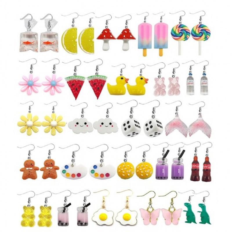 Resin Flower Bear Earrings - European & American Style