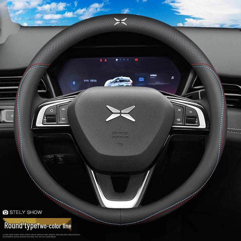 Genuine Leather Steering Wheel Cover for 2021 XPeng P7/G3/P5, Ultra-Thin, All-Season.