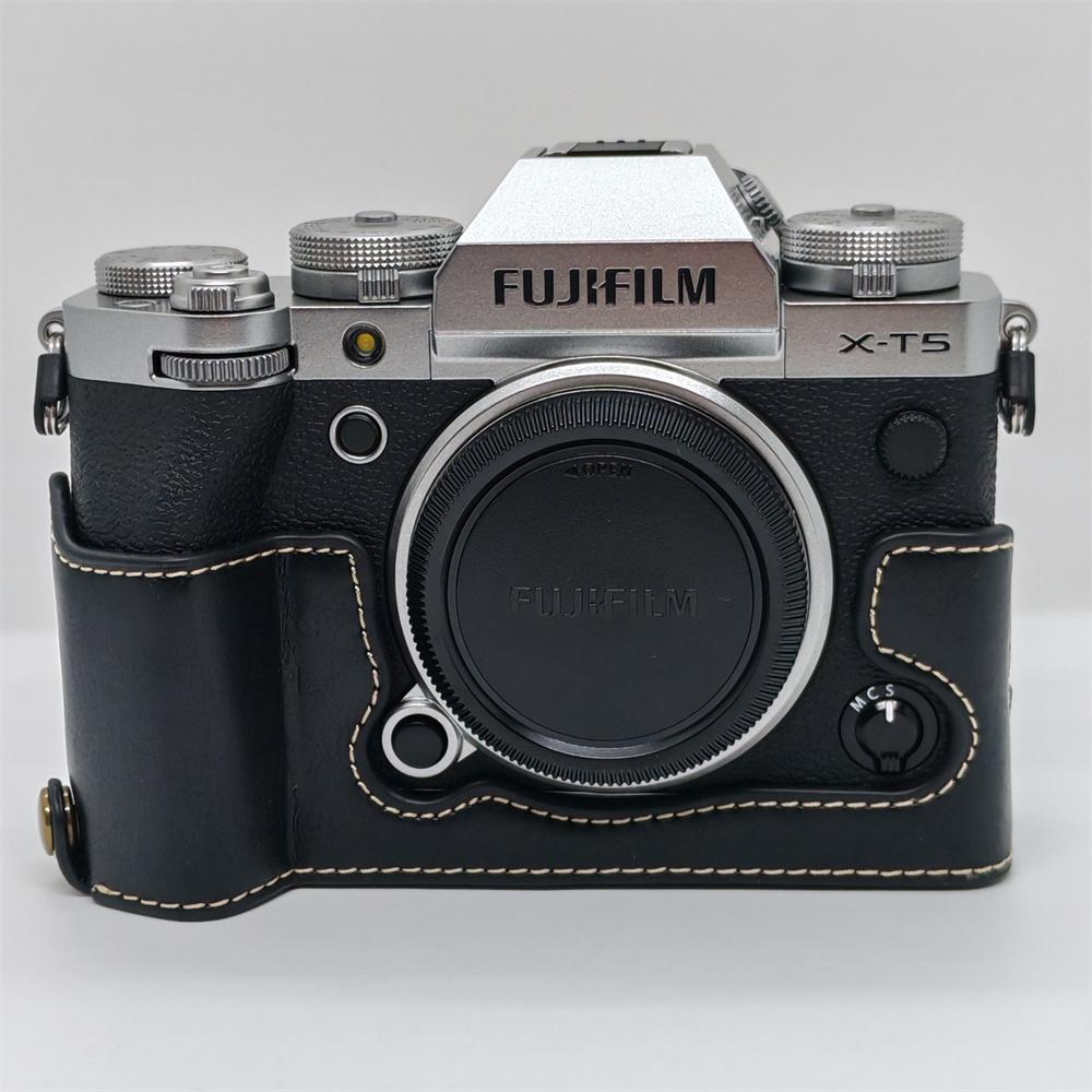 Skórzane etui połowiczne na aparat PU do Fujifilm XT5 Fuji X-T5 Pokrywa bazowa Osłona z otworem na baterię