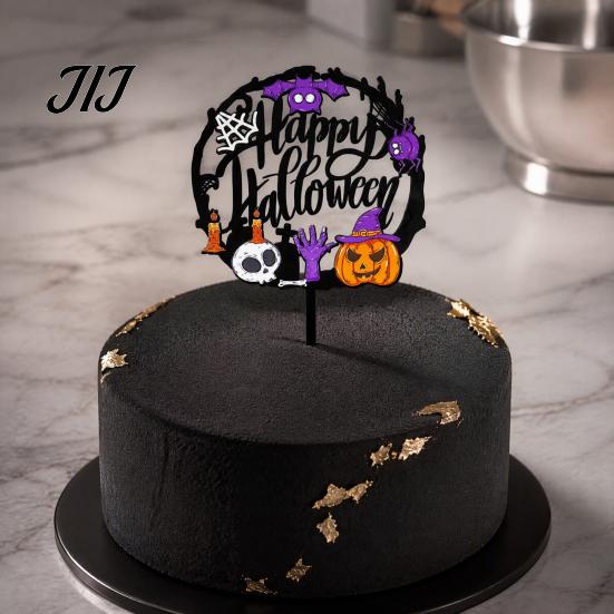 DIY Halloween Party Cake Supplies Topper, Acrylic Castle Bat Skull Cupcake Decoration for Party, Decorative Toppers Parties Spooky Birthday