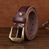 Thickened Large Copper Buckle Extra Thick Beveled Edge Retro Matte Leather Belt Men's First Layer Cowhide Casual Belt