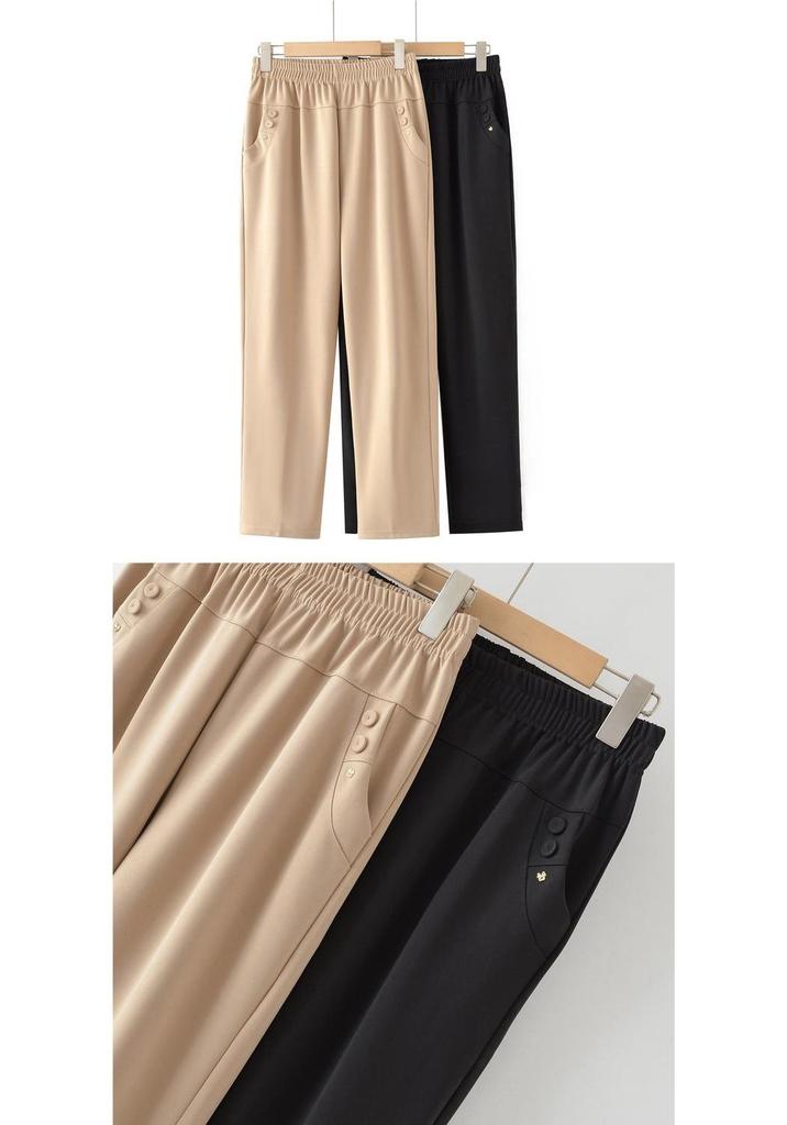 Summer High-Waisted Wide-Leg Pants for Middle-Aged Women
