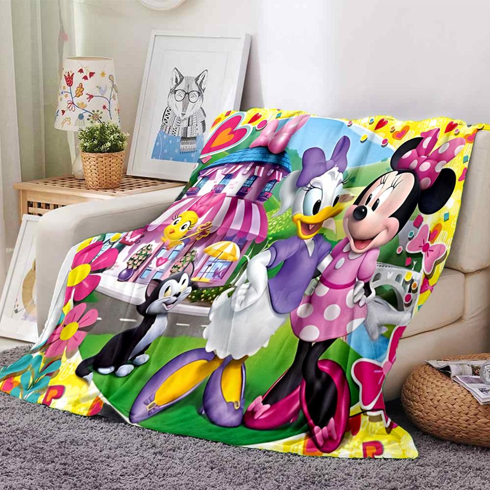 1 szt. Koc Flanelowy Klub Myszki Miki, Bardzo Miękki Ciepły Pluszowy Koc na Domową Sypialnię Łóżko Sofa Pokrowiec Kemping Piknik Prezent Y72427