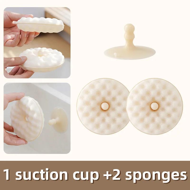 Double Sided Suction Cleaning Sponge Scrubber Removable Gentle Scrubbing Tool For Washing Kitchen Pots Pans And Dishes
