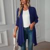 Einfarbige leichte Strickjacke mit langen Ärmeln für Damen