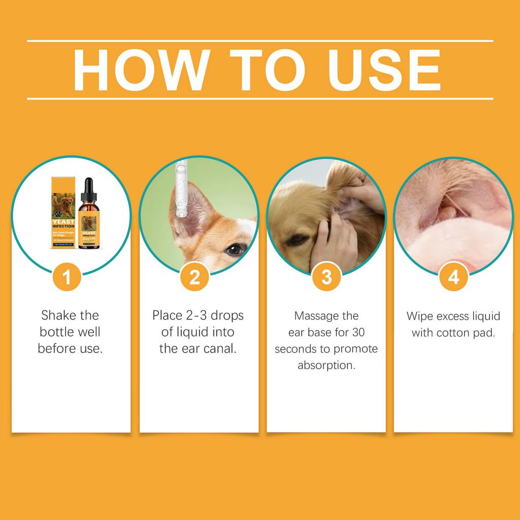 60ml Hunde-Ohrenpflege-Tropfen Hefeinfektionsbehandlung Flüssigkeit Geeignet für Hunde aller Größen