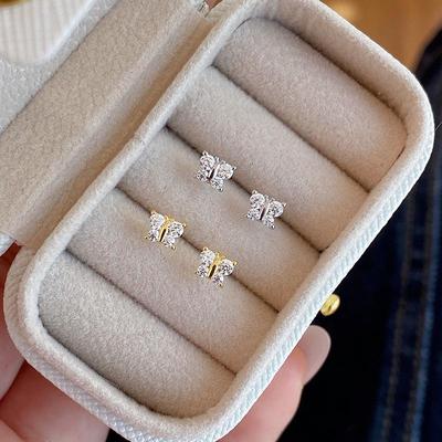 18k Gold Schmetterlings-Design S925 Sterlingsilber Ohrstecker - Hochwertiger, vielseitiger, eleganter Schmuck für Frauen