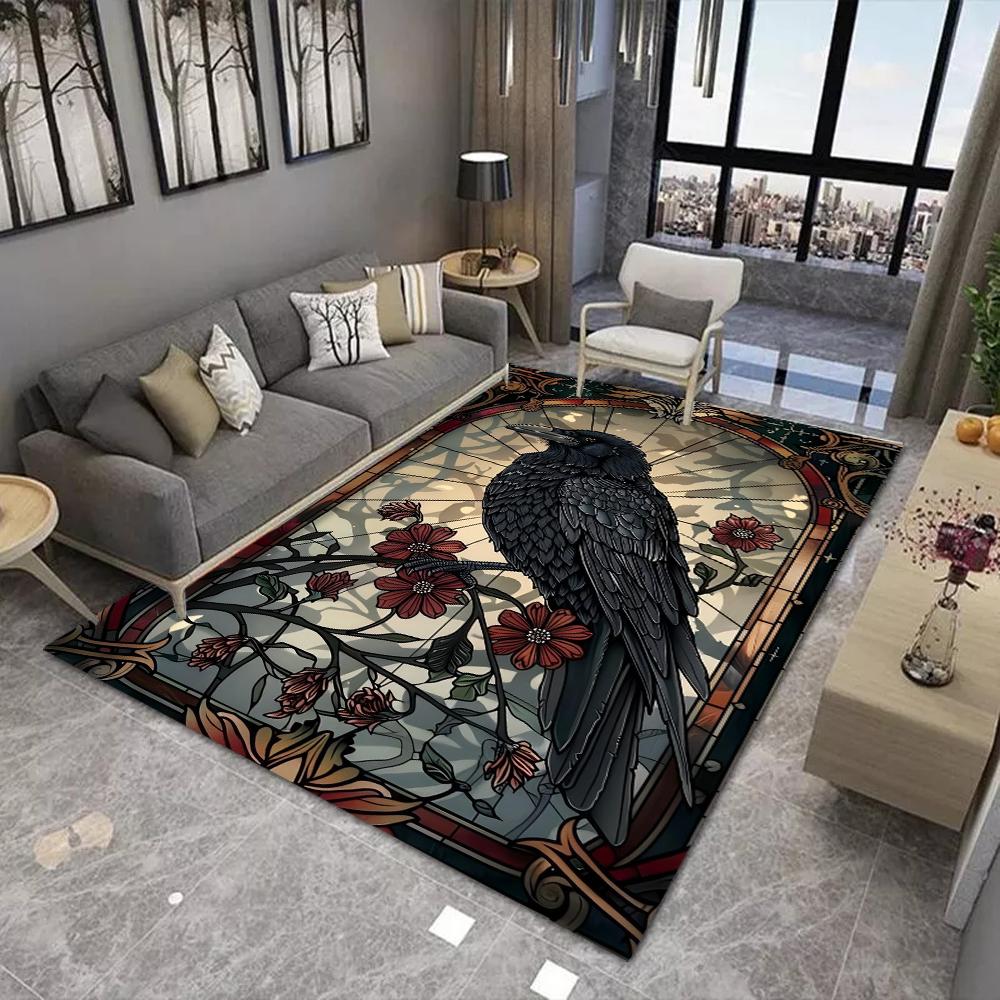 

Gothic Raven Rug Symbols Dark Academia Rug Black Cool Satanic Carpet Home Bedroom Decorative Rug Floor Entrance Mat 40x60cm