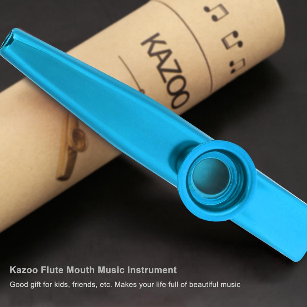 Durable Metal Kazoo Flute Mouth Music Instrument Accessory (Blue)