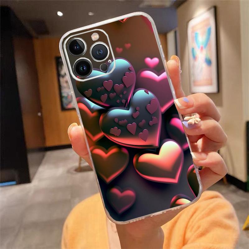 

Красочный чехол для телефона с розовым сердечком для iphone 15 14 Pro Max 13 12 11 Pro Max XSMax XR 12 13 mini 14 Plus iPhone 12Pro