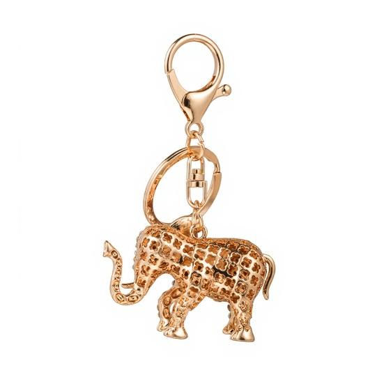 Rhinestone Elephant Keychain Alloy Good Luck Keychain with Keyring Sparkling Elephant Keychain Bag Charm Gift for Men Women