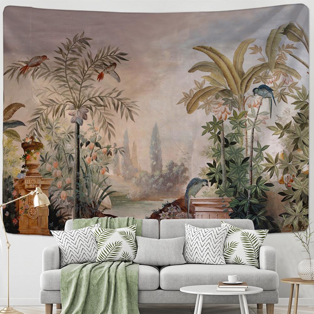 

Тропический банановый лист гобелен настенный Ретро лес Бохо эстетическая комната декор в стиле хиппи фоновая ткань 95x70cm