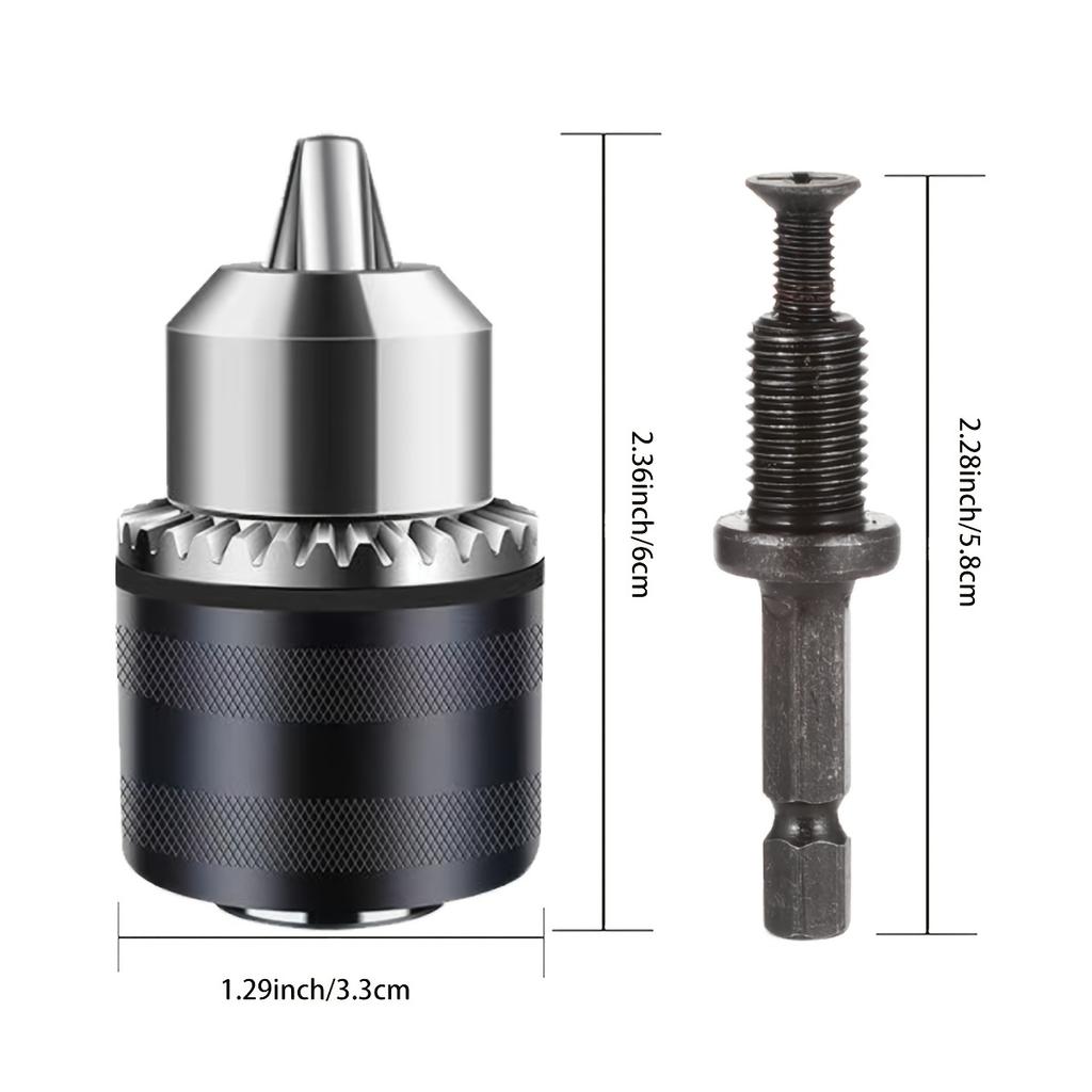 Drill Chuck with Key 1.5-10mm Drill Press Chuck Replacement 3/8-24UNF Mount for Impact Driver Power Drill Press Chuck with Key