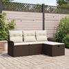 Set of 4 Pieces of Garden Sofas with Brown Poly Rattan Cushions, 2-seater Garden Sofa with Storage and 3360179