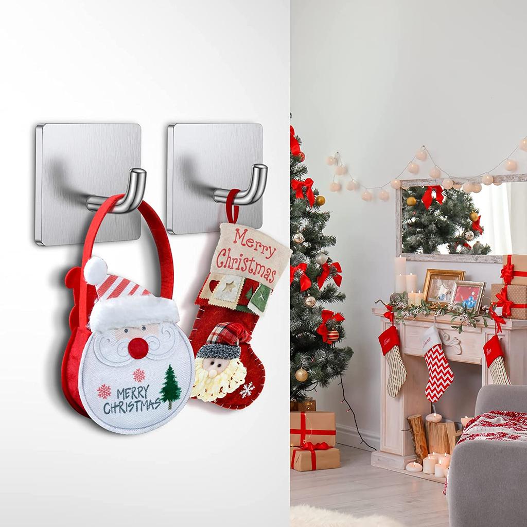 Adhesive Hooks Heavy Duty Stick on Wall Towel Hooks Waterproof Stainless Steel Adhesive Door Hook