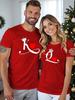 Valentine's Day Couples Matching T-Shirts Casual Short Sleeve Crew Neck T Shirt For Men Women New In Couple Elements Print Tees