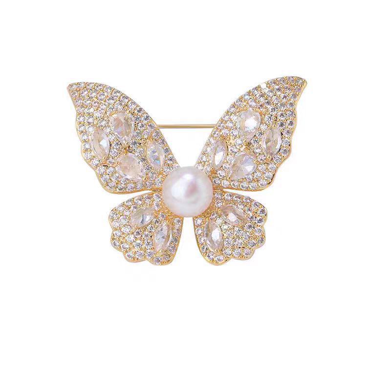 Elegant French Zircon Butterfly Brooch - Ultra-Sparkling & Versatile Fashion Pin